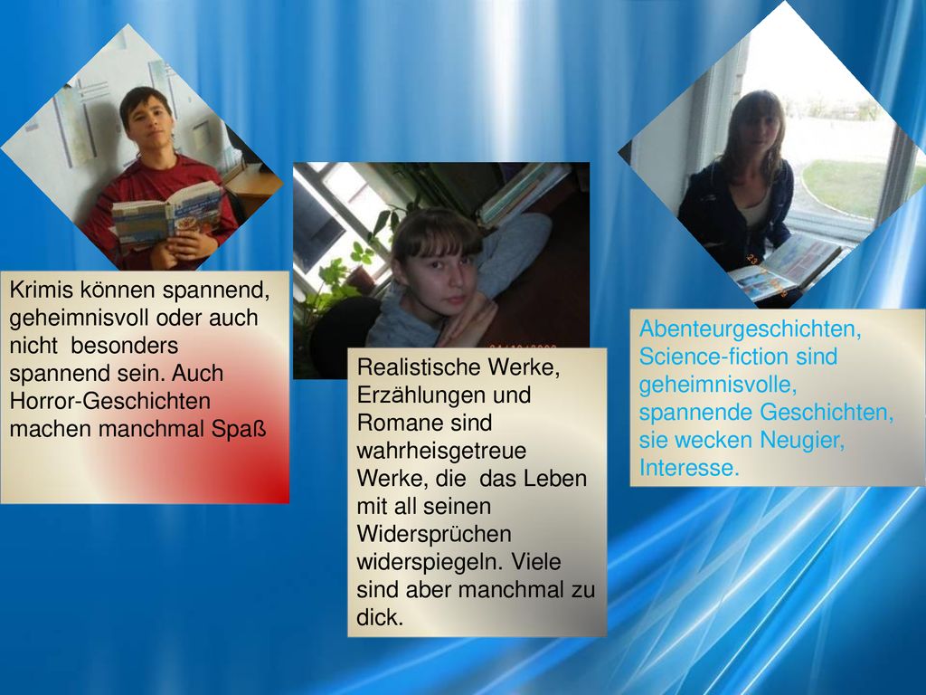Krimis können spannend, geheimnisvoll oder auch nicht besonders spannend sein. Auch Horror-Geschichten machen manchmal Spaß