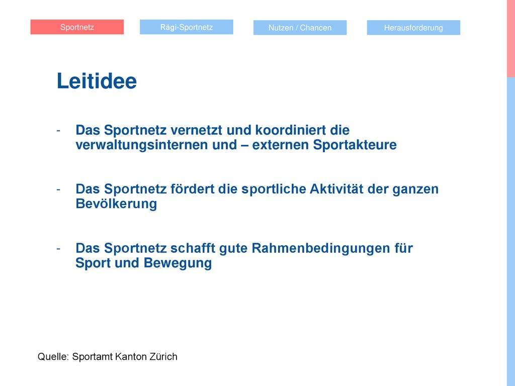 Sportnetz Rägi-Sportnetz. Nutzen / Chancen. Herausforderung. Leitidee.