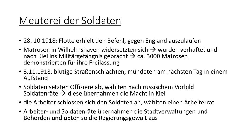 Meuterei der Soldaten : Flotte erhielt den Befehl, gegen England auszulaufen.