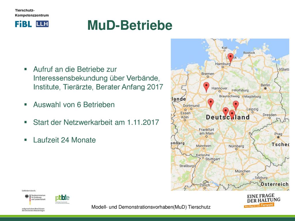 MuD-Betriebe Aufruf an die Betriebe zur Interessensbekundung über Verbände, Institute, Tierärzte, Berater Anfang