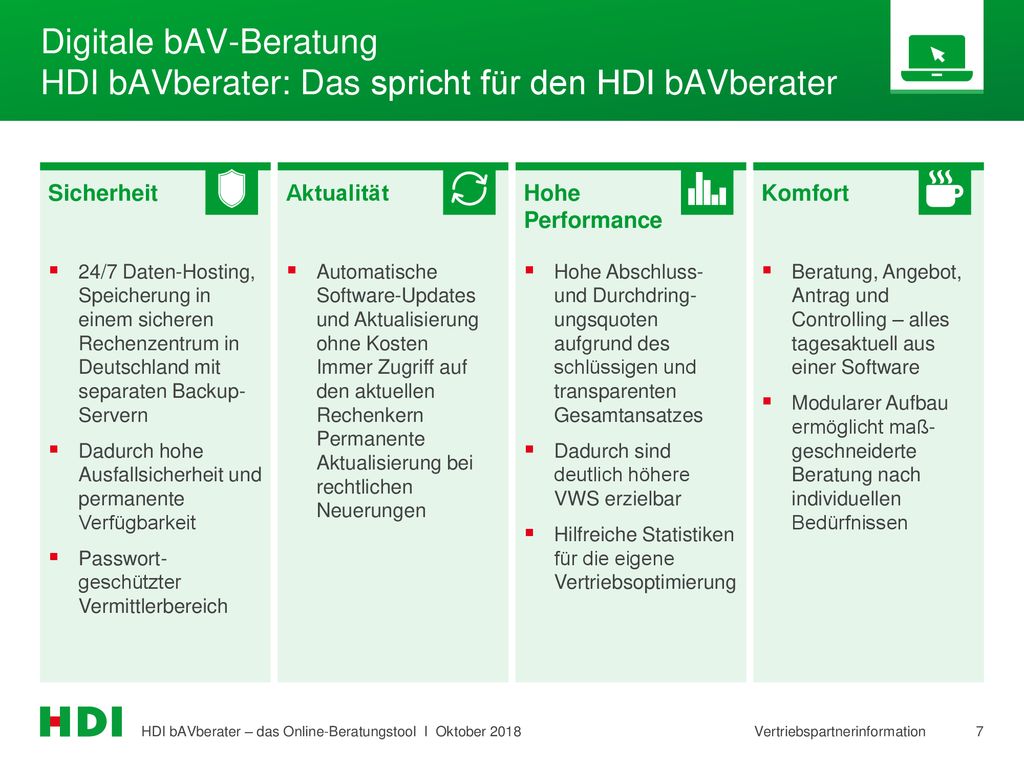 Digitale bAV-Beratung HDI bAVberater: Das spricht für den HDI bAVberater