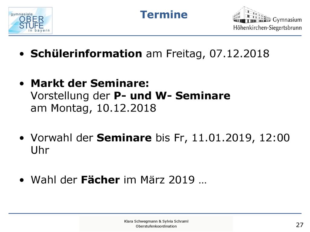 Schülerinformation am Freitag,
