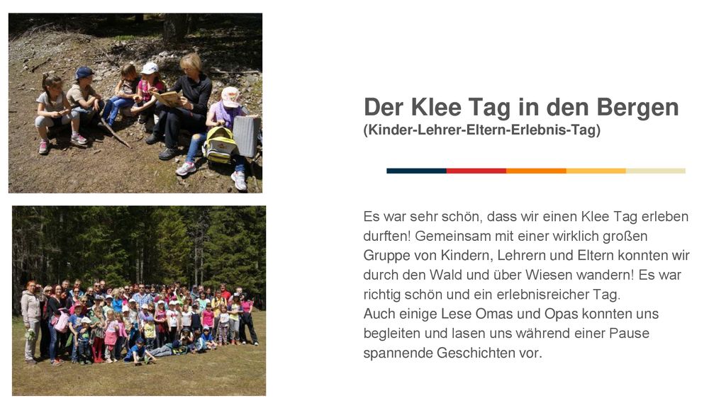 Der Klee Tag in den Bergen (Kinder-Lehrer-Eltern-Erlebnis-Tag)