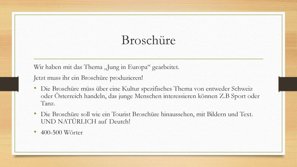 Broschüre Wir haben mit das Thema „Jung in Europa gearbeitet.