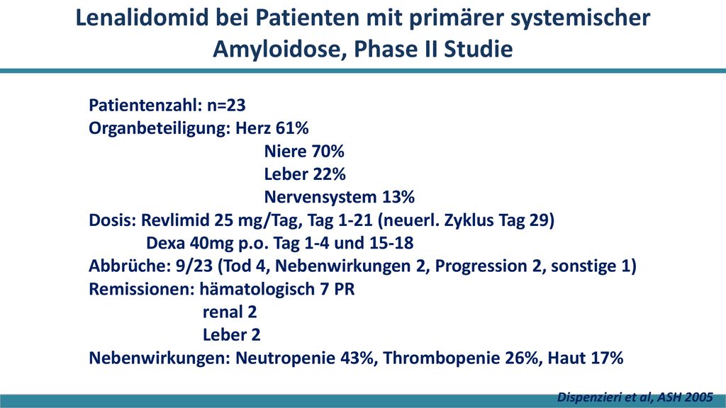 Lenalidomid bei Patienten mit primärer systemischer Amyloidose, Phase II Studie