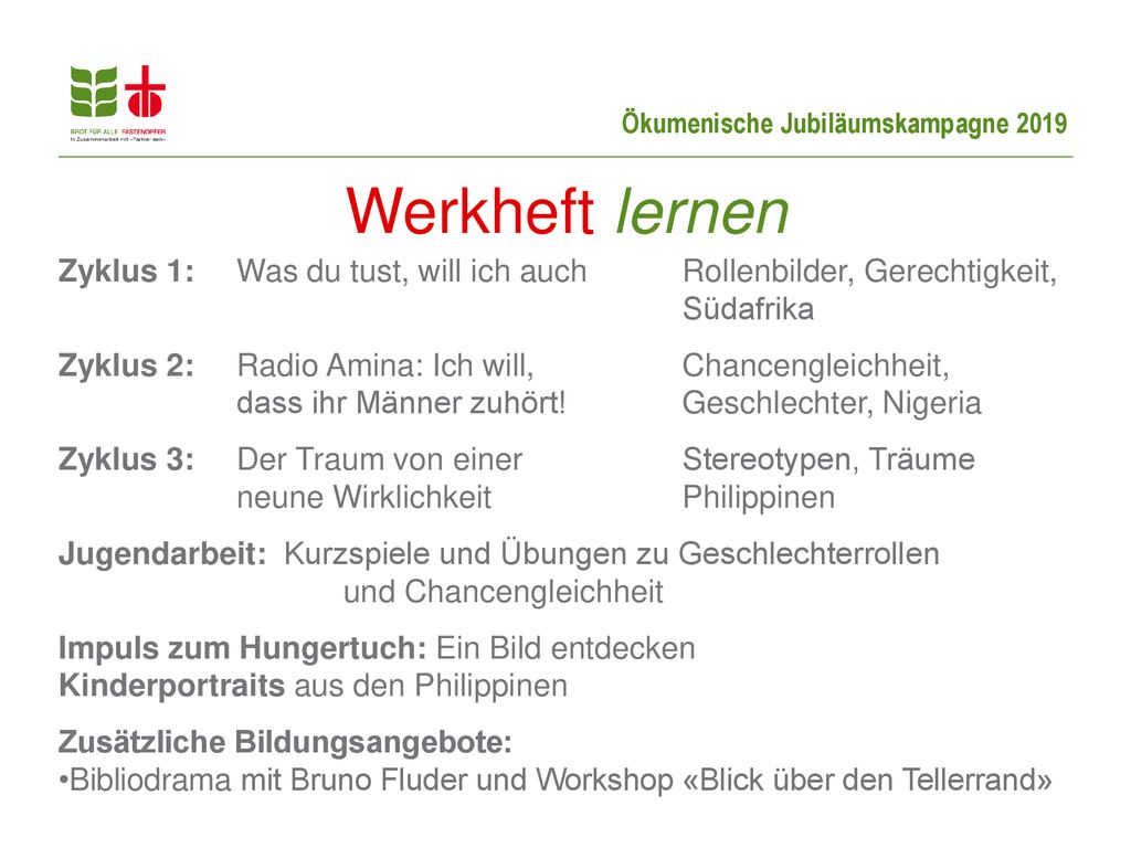 Werkheft lernen Zyklus 1: Was du tust, will ich auch Rollenbilder, Gerechtigkeit, Südafrika.