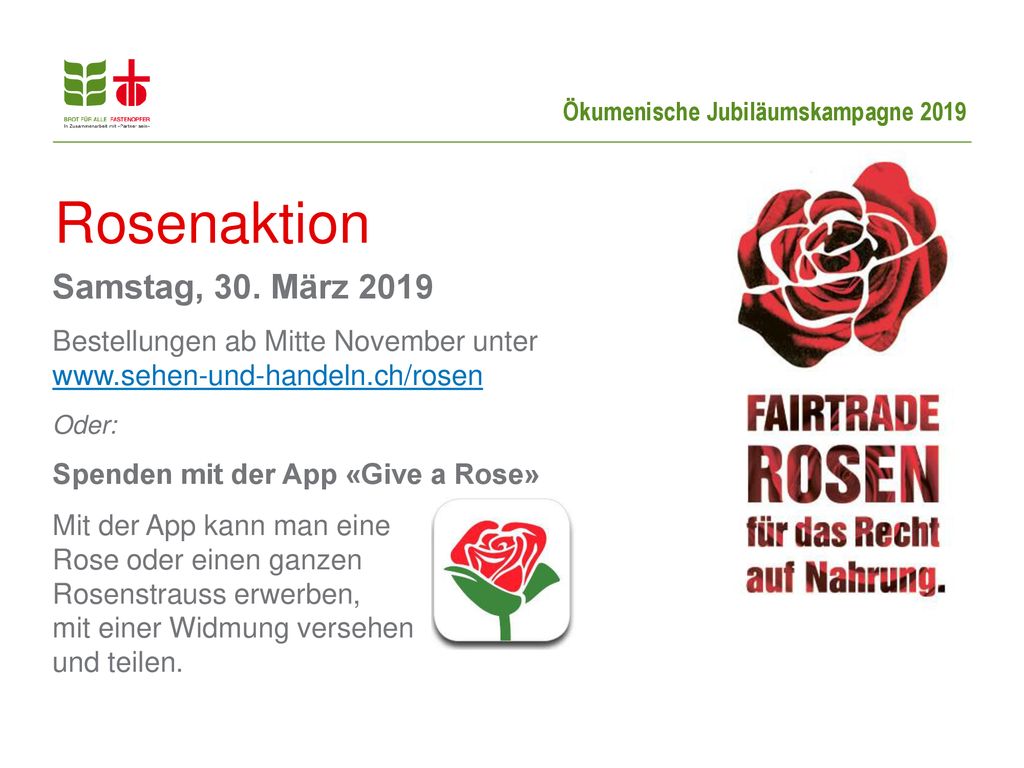 Rosenaktion Samstag, 30. März 2019