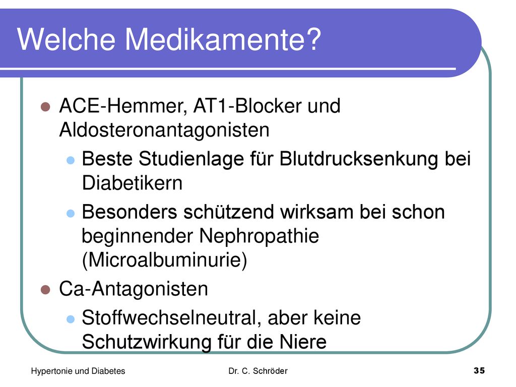 Welche Medikamente ACE-Hemmer, AT1-Blocker und Aldosteronantagonisten
