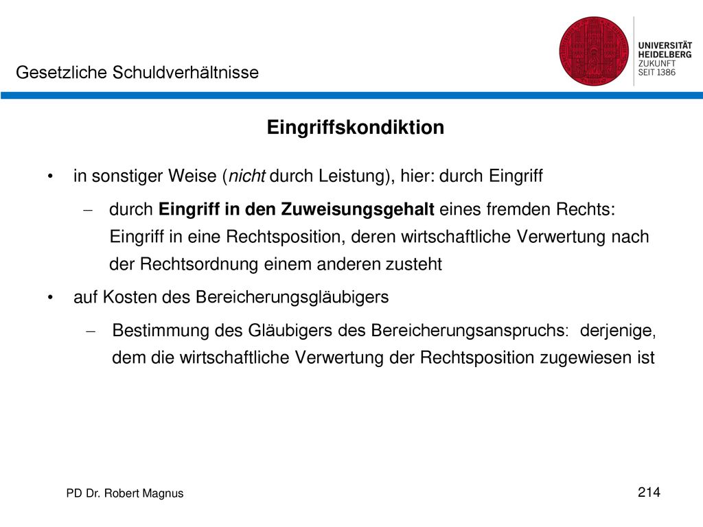 Eingriffskondiktion in sonstiger Weise (nicht durch Leistung), hier: durch Eingriff.
