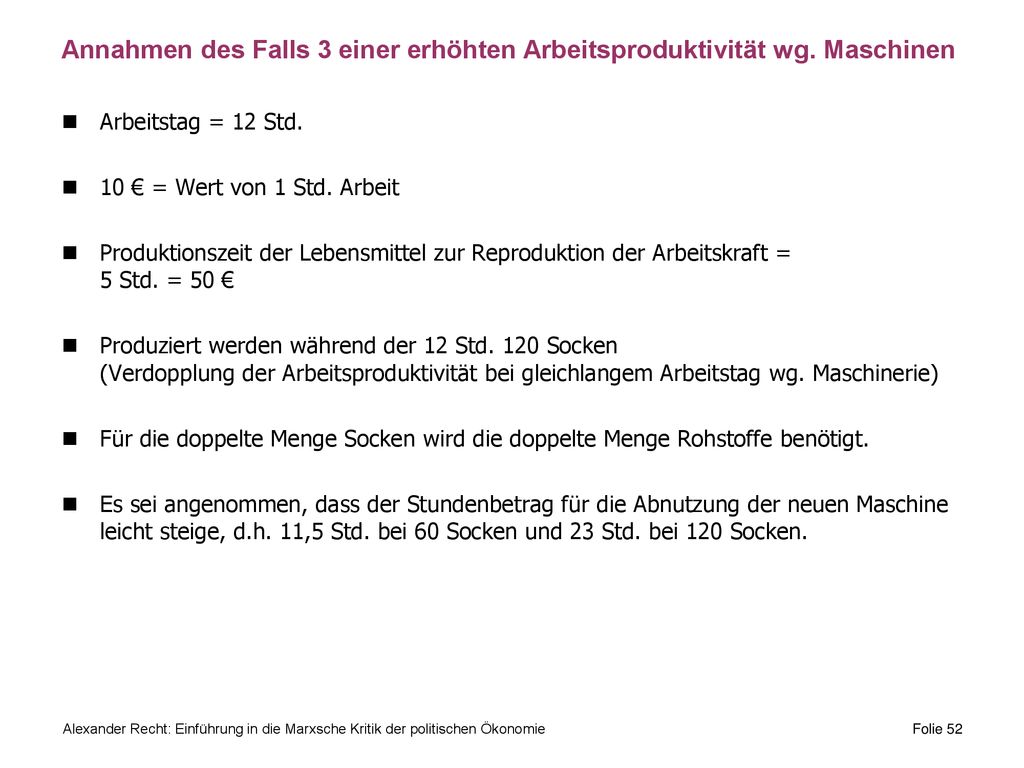 Annahmen des Falls 3 einer erhöhten Arbeitsproduktivität wg. Maschinen