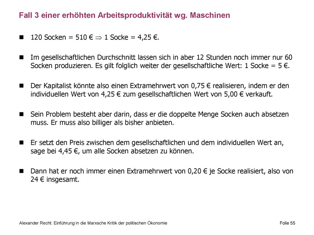 Fall 3 einer erhöhten Arbeitsproduktivität wg. Maschinen