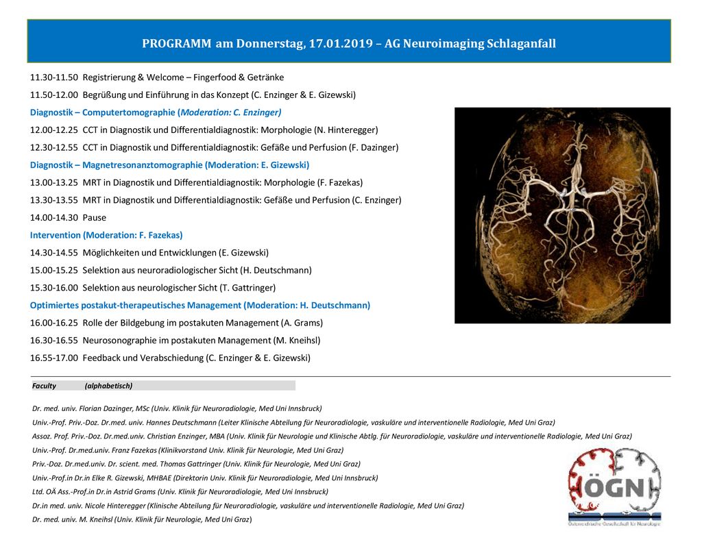 PROGRAMM am Donnerstag, – AG Neuroimaging Schlaganfall