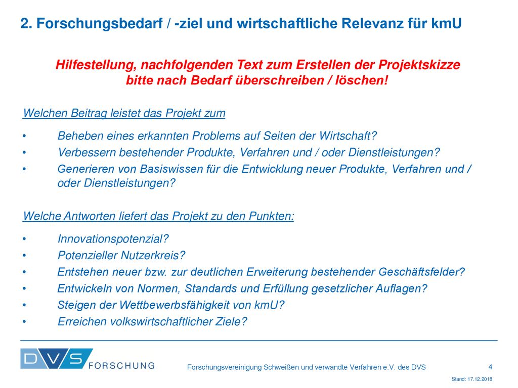 2. Forschungsbedarf / -ziel und wirtschaftliche Relevanz für kmU