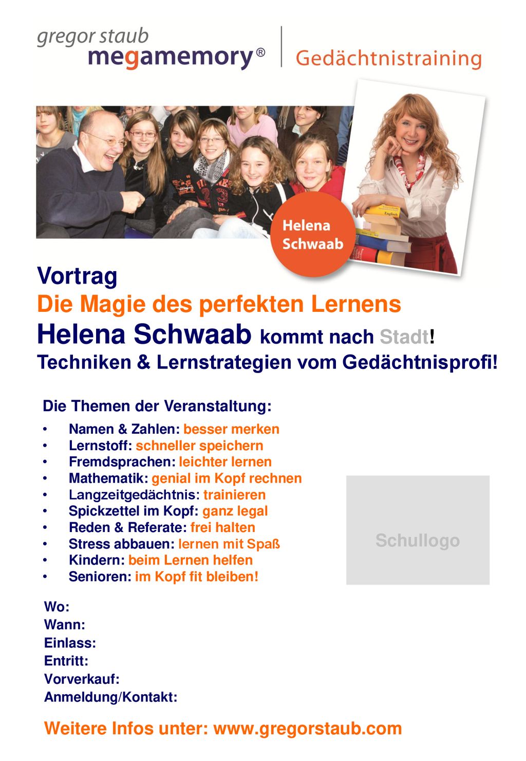 Vortrag Die Magie des perfekten Lernens Helena Schwaab kommt nach Stadt!