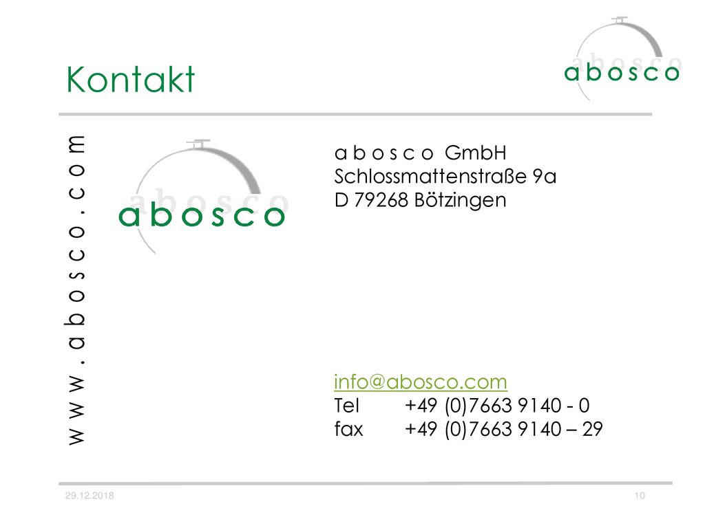 Kontakt a b o s c o GmbH Schlossmattenstraße 9a D Bötzingen