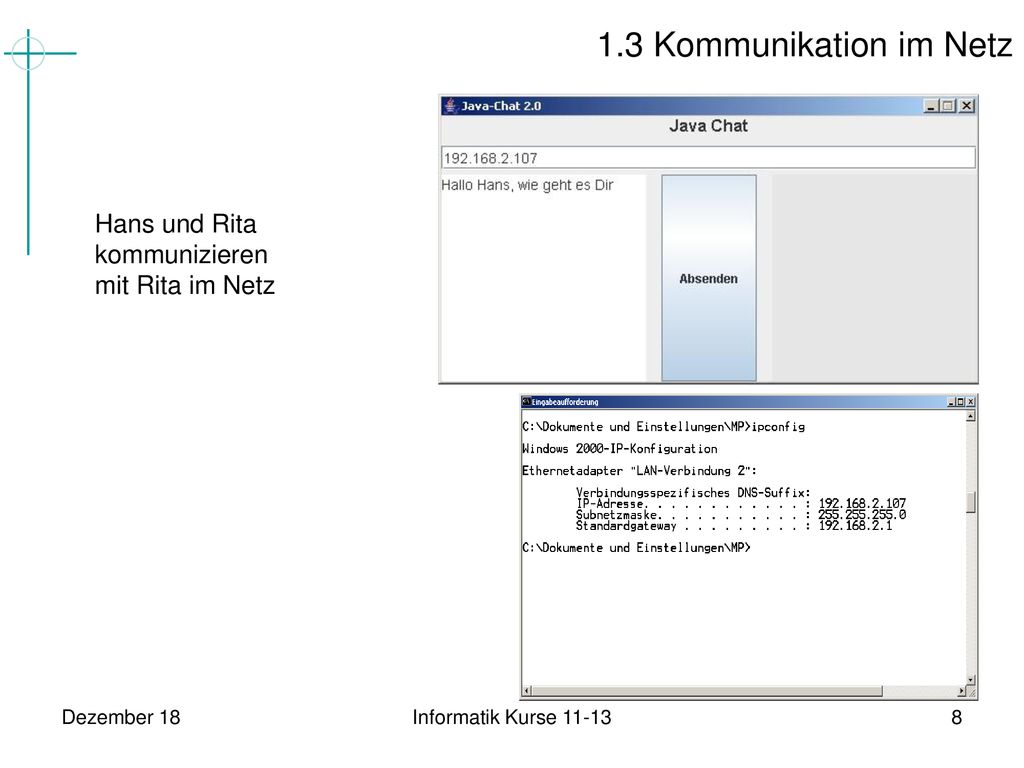 1.3 Kommunikation im Netz Hans und Rita kommunizieren mit Rita im Netz