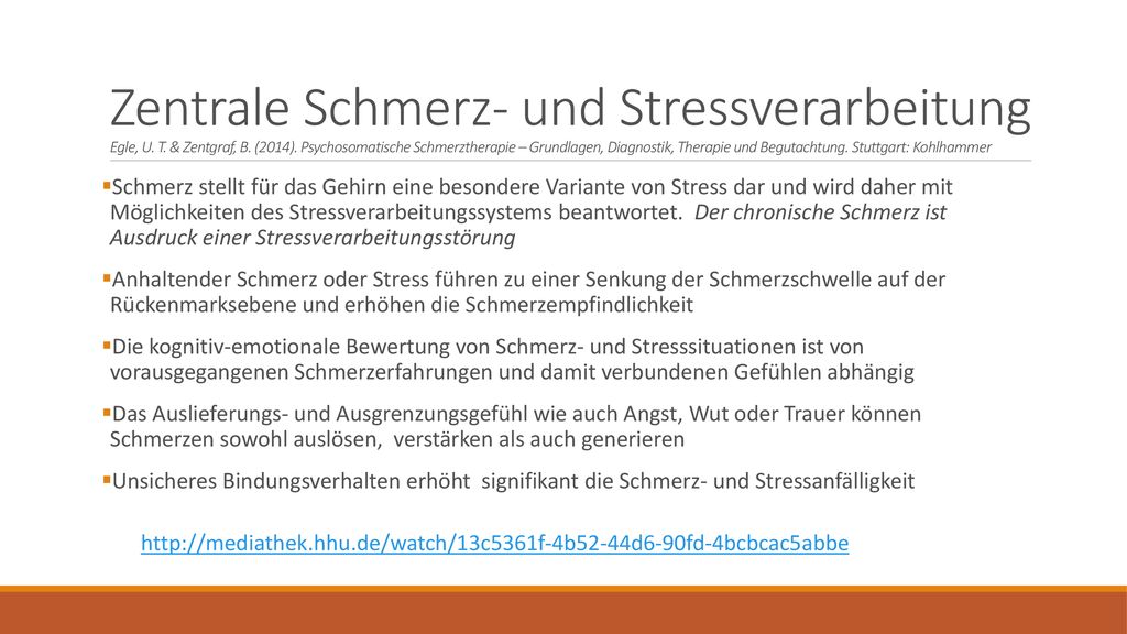 Zentrale Schmerz- und Stressverarbeitung Egle, U. T. & Zentgraf, B