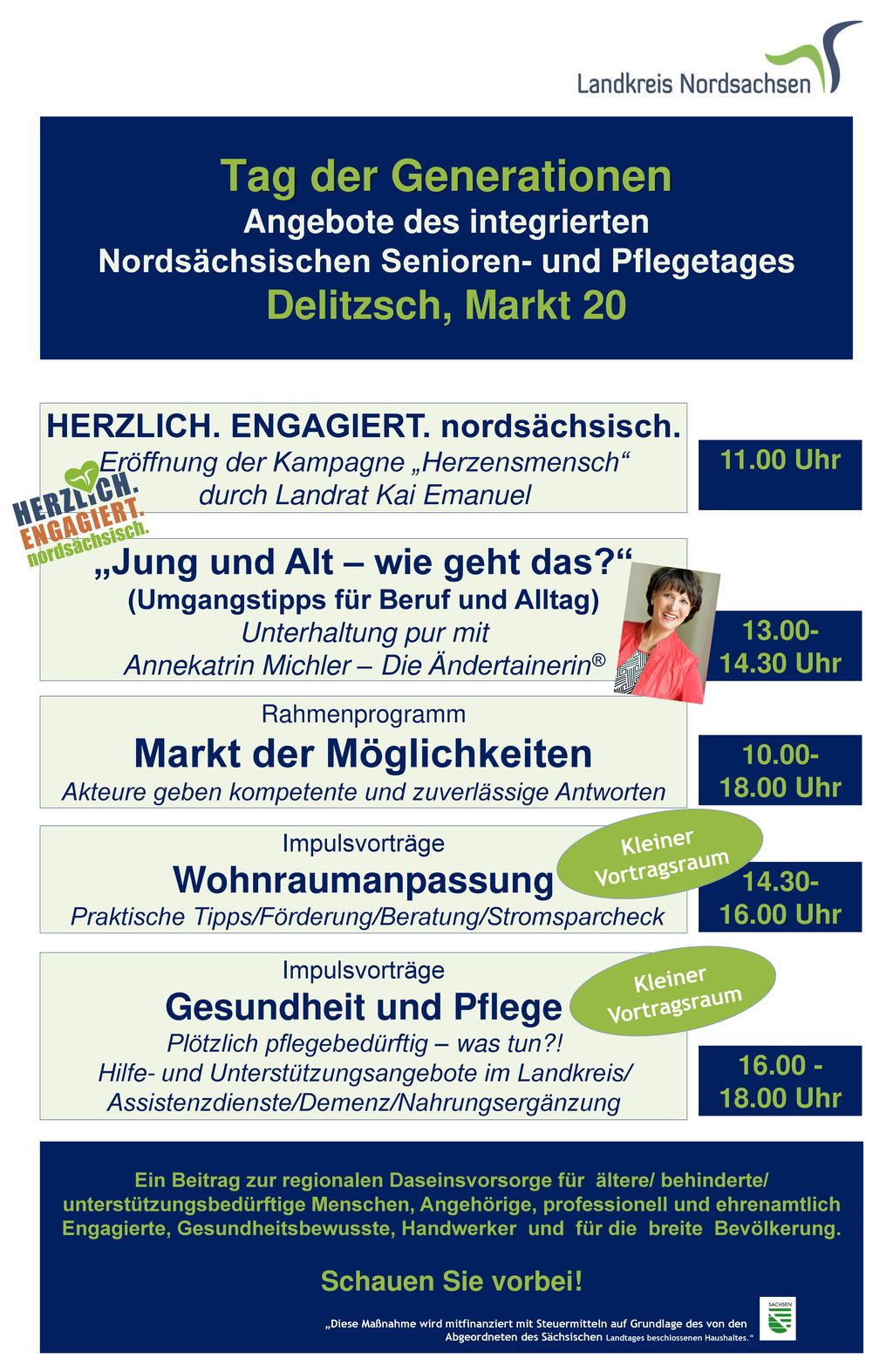 Tag der Generationen Angebote des integrierten Nordsächsischen Senioren- und Pflegetages Delitzsch, Markt 20
