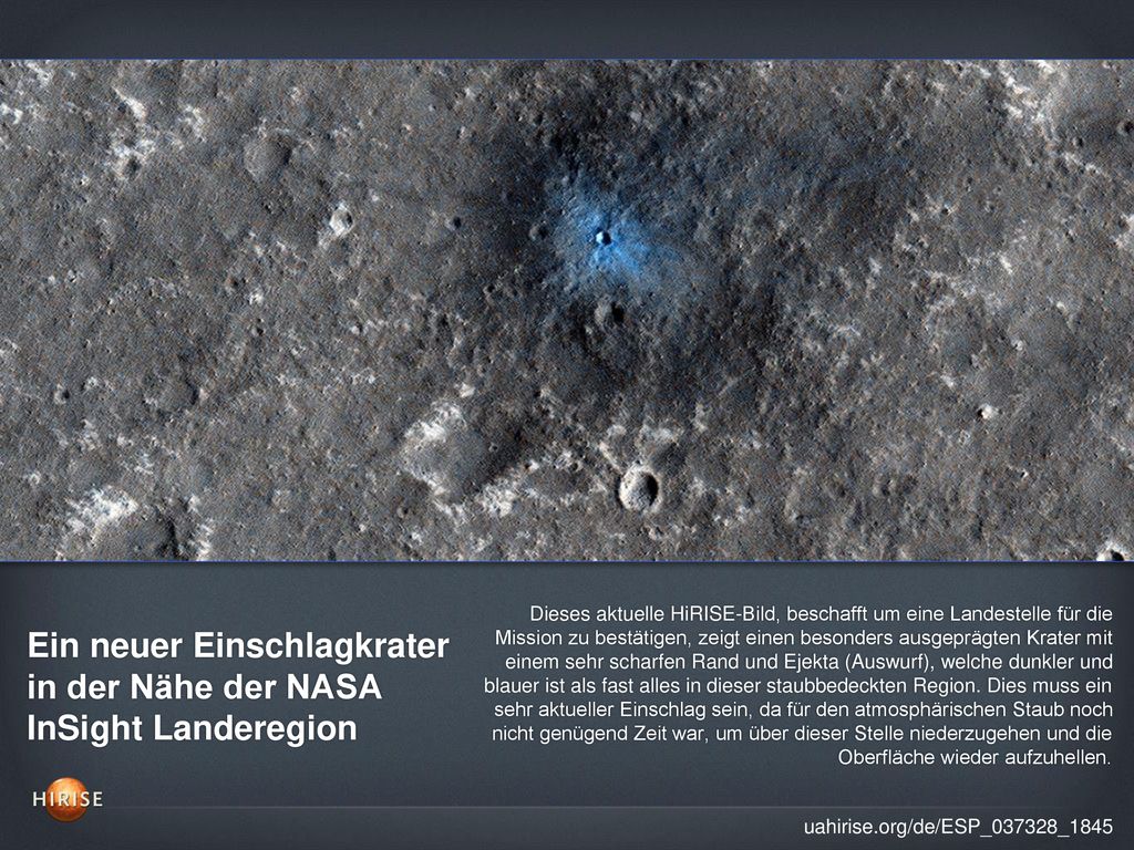 Ein neuer Einschlagkrater in der Nähe der NASA InSight Landeregion