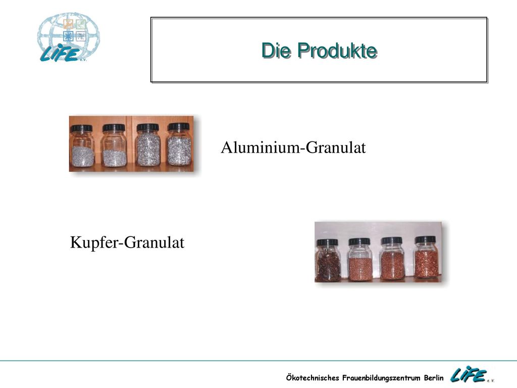 Die Produkte Aluminium-Granulat Kupfer-Granulat