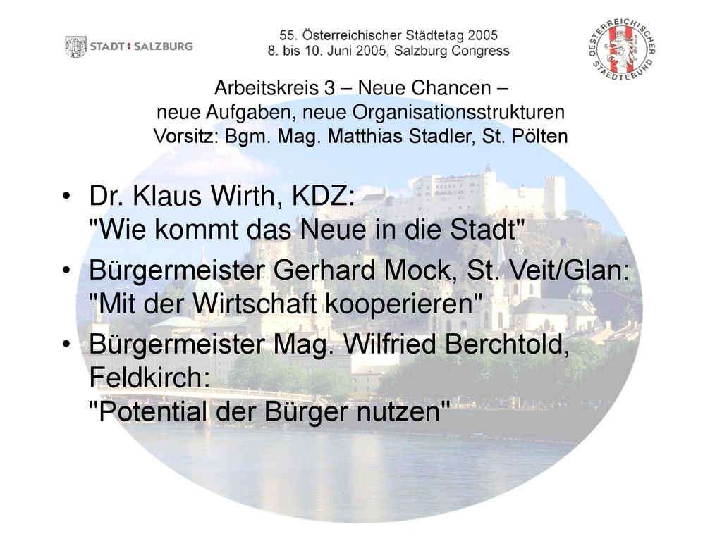 Dr. Klaus Wirth, KDZ: Wie kommt das Neue in die Stadt