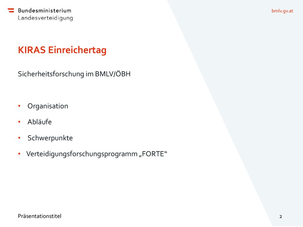 KIRAS Einreichertag Sicherheitsforschung im BMLV/ÖBH Organisation