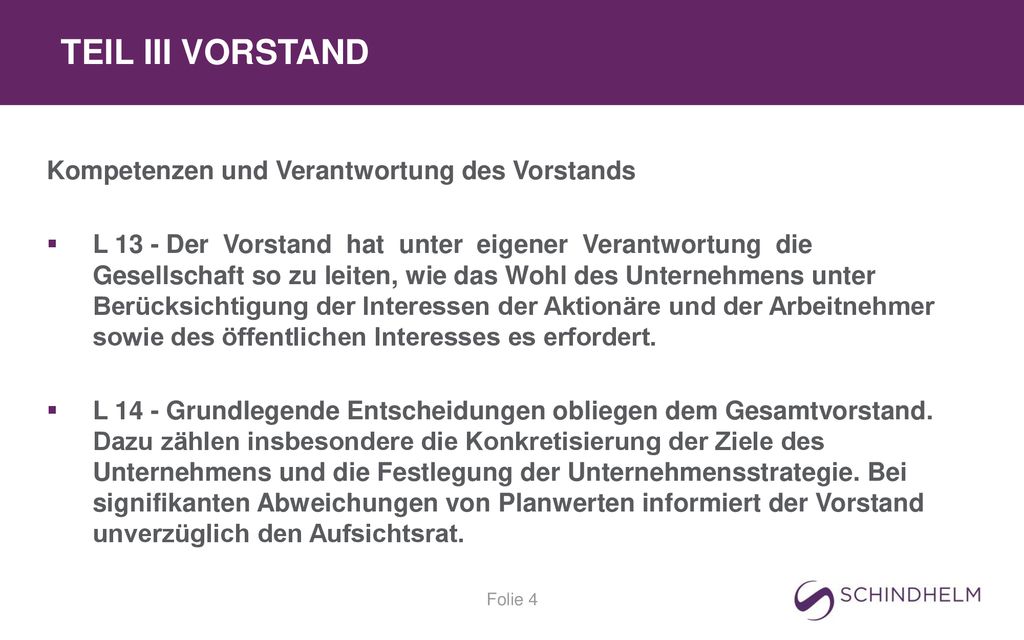 Teil III Vorstand Kompetenzen und Verantwortung des Vorstands