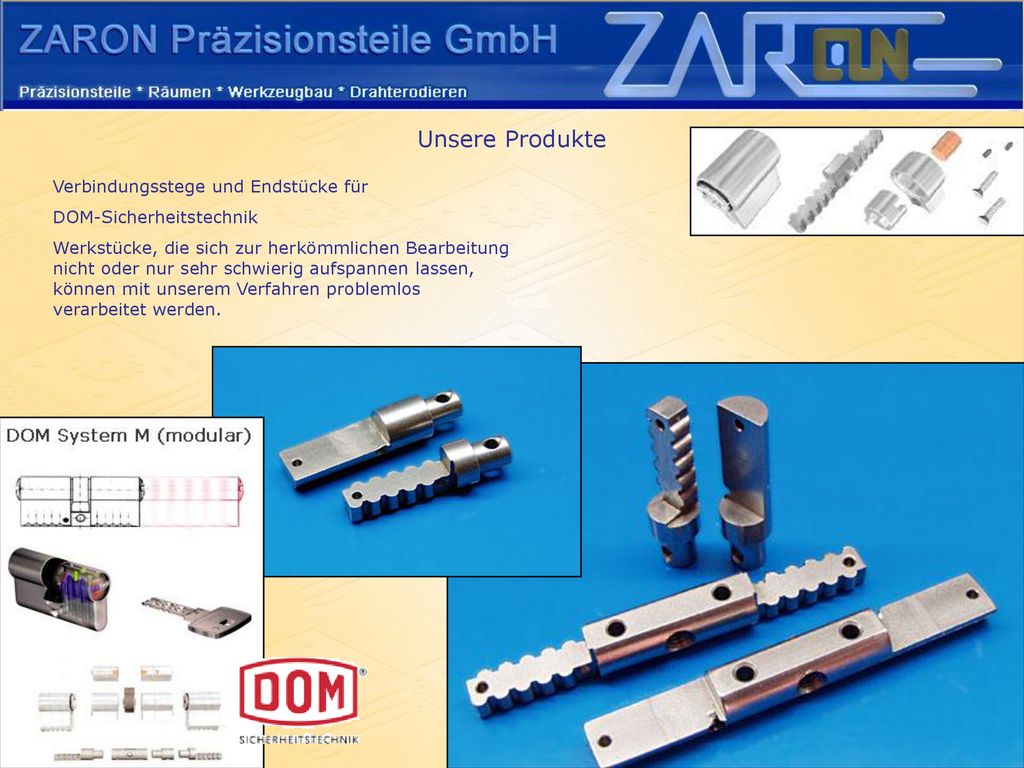 Unsere Produkte Verbindungsstege und Endstücke für