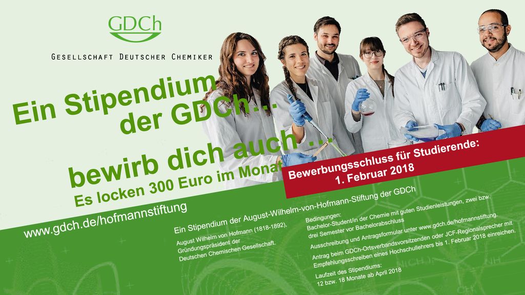 Ein Stipendium der GDCh… bewirb dich auch …