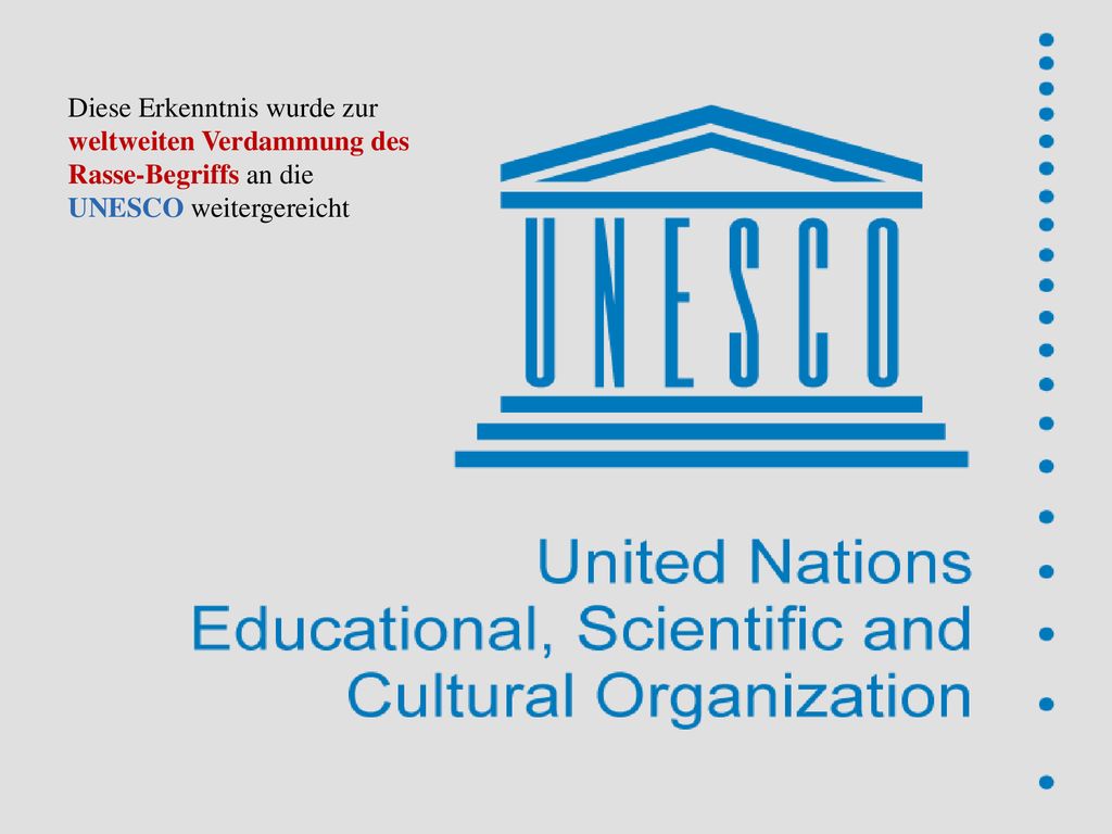 Diese Erkenntnis wurde zur weltweiten Verdammung des Rasse-Begriffs an die UNESCO weitergereicht