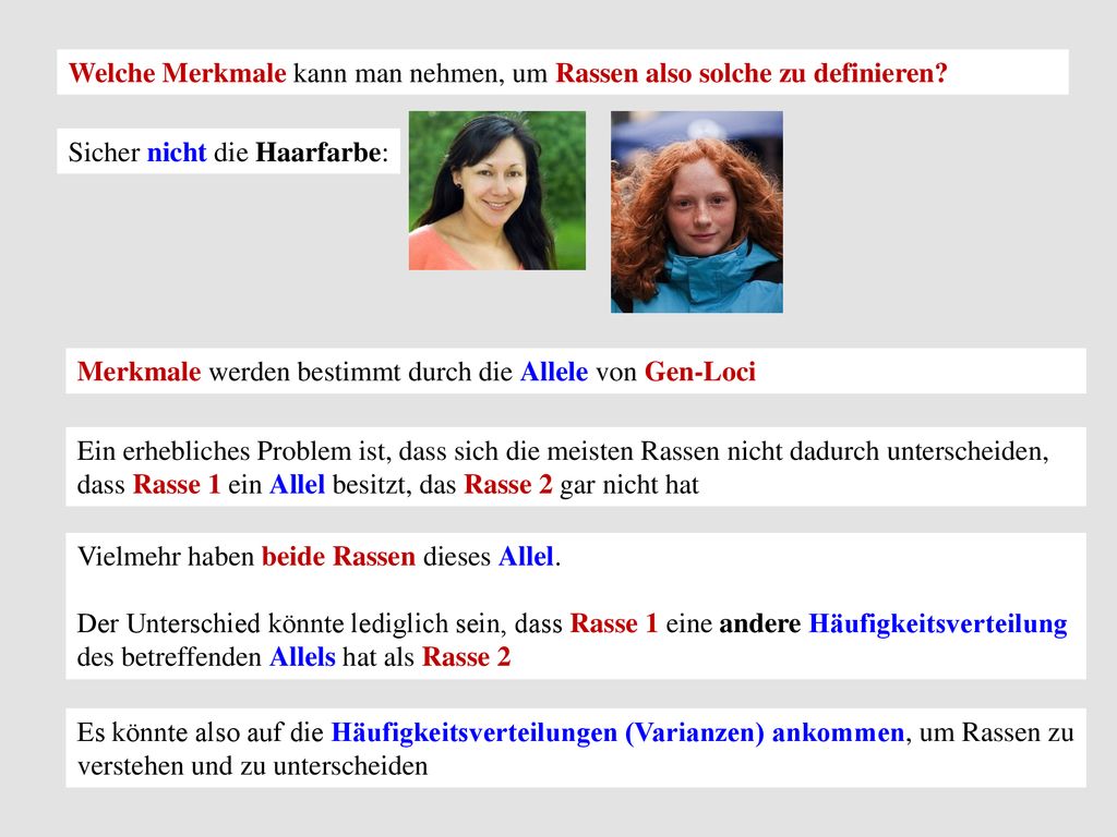 Welche Merkmale kann man nehmen, um Rassen also solche zu definieren
