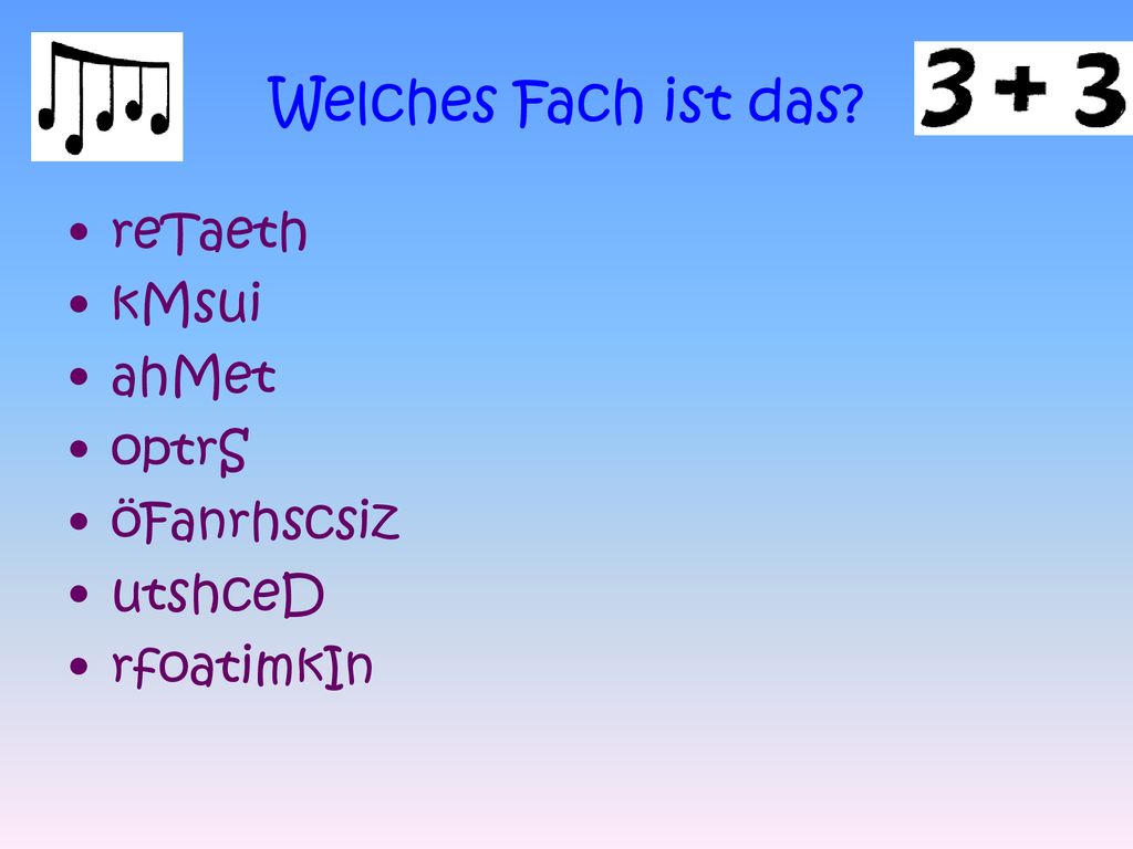 Welches Fach ist das reTaeth kMsui ahMet optrS öFanrhscsiz utshceD