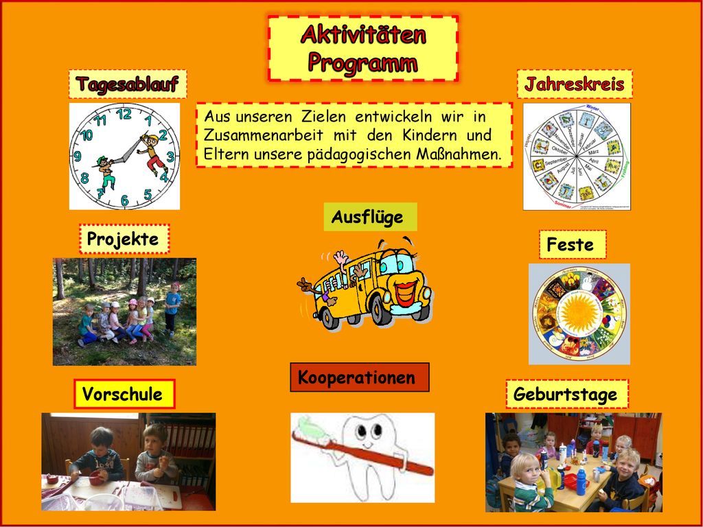Aktivitäten Programm Tagesablauf Jahreskreis Ausflüge Projekte Feste