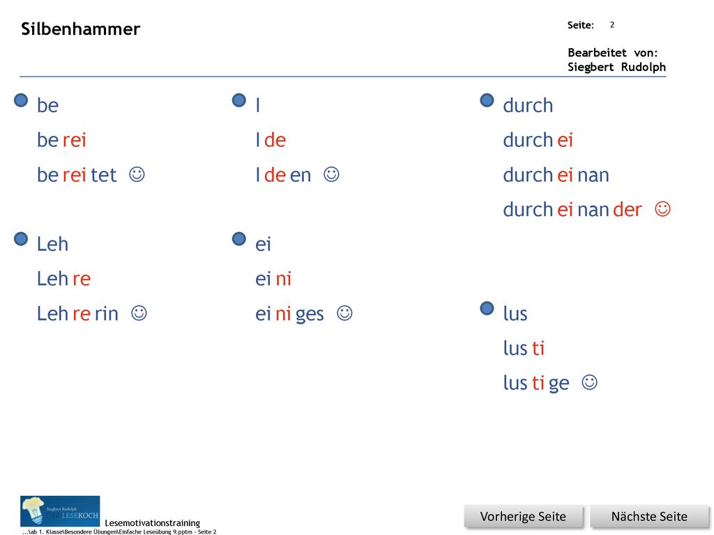 be I durch be rei I de durch ei be rei tet J I de en J durch ei nan