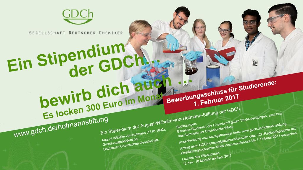 Ein Stipendium der GDCh… bewirb dich auch …
