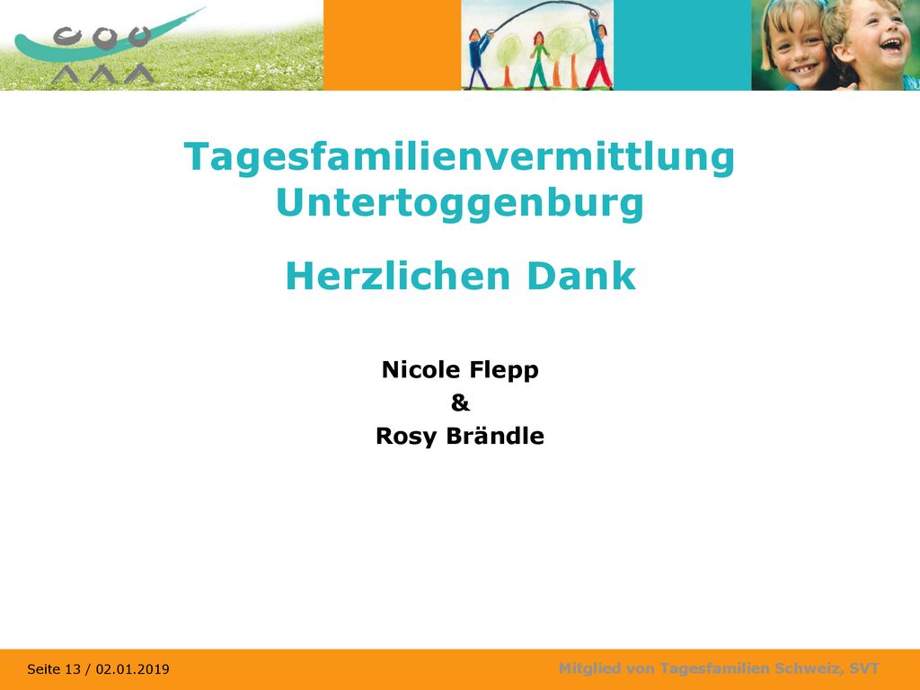 Tagesfamilienvermittlung Untertoggenburg Herzlichen Dank