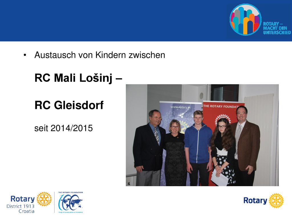 Austausch von Kindern zwischen RC Mali Lošinj – RC Gleisdorf seit 2014/2015