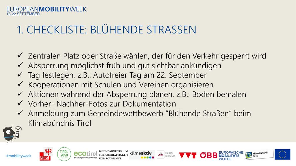1. Checkliste: blühende strassen