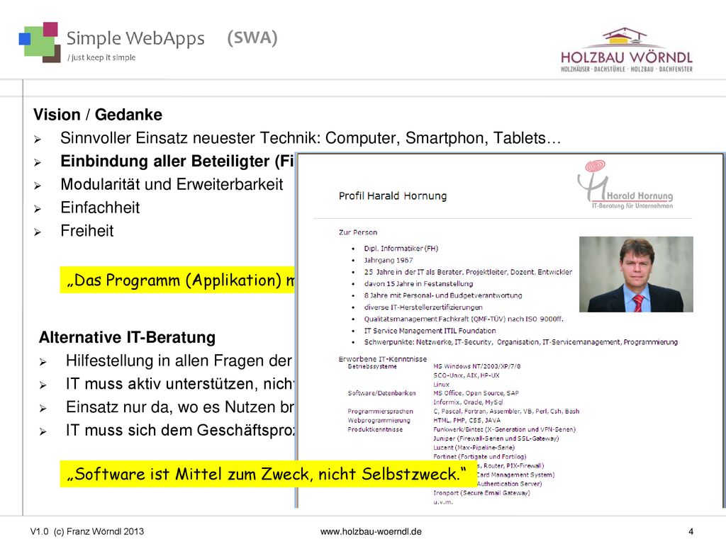 (SWA) Vision / Gedanke. Sinnvoller Einsatz neuester Technik: Computer, Smartphon, Tablets…