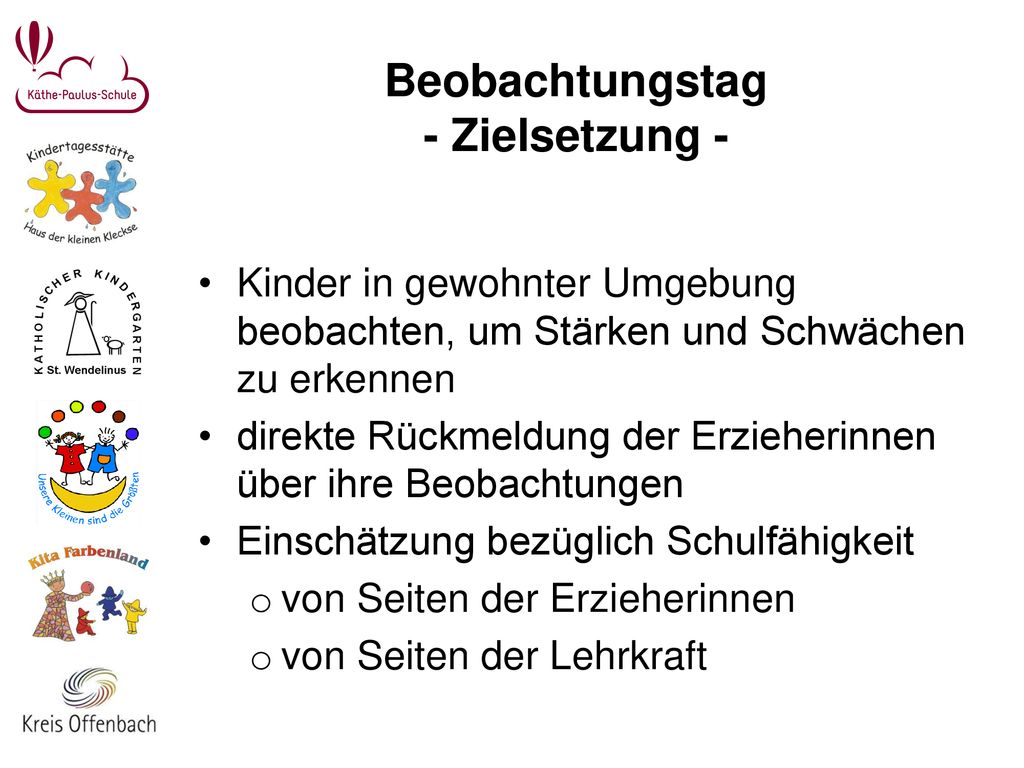 Beobachtungstag - Zielsetzung -