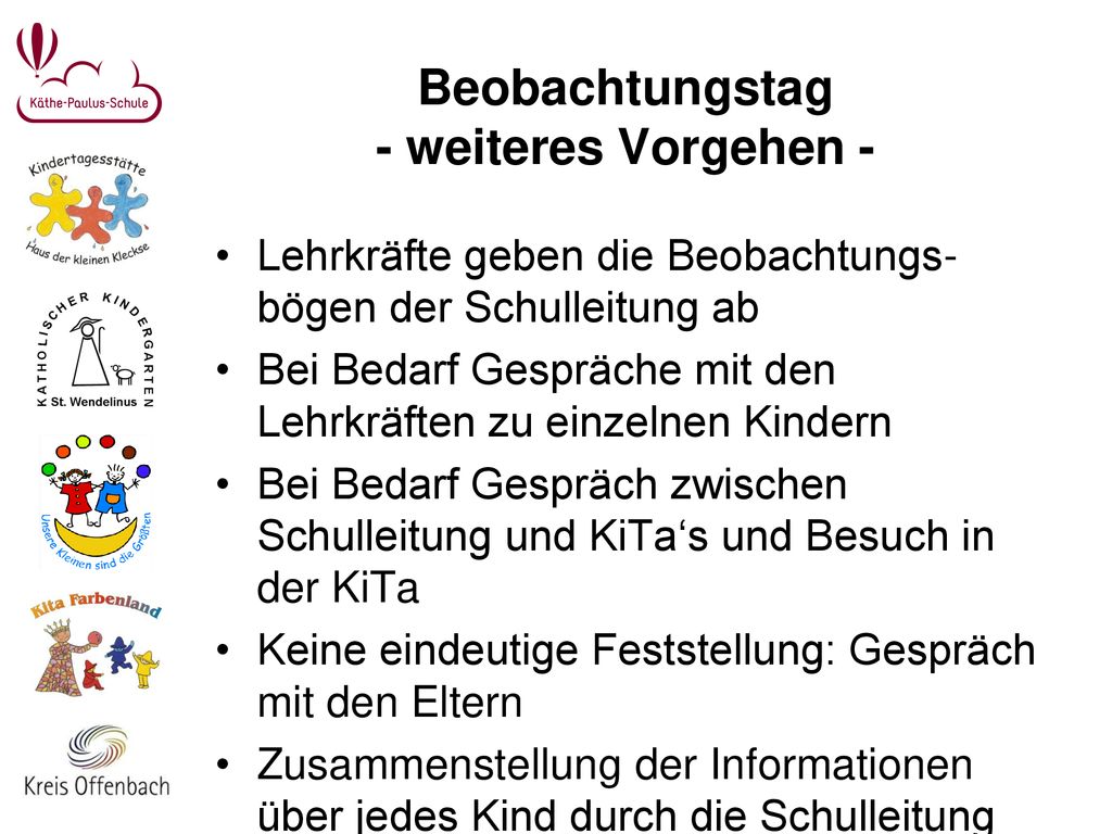 Beobachtungstag - weiteres Vorgehen -