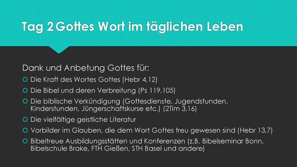 Tag 2 Gottes Wort im täglichen Leben