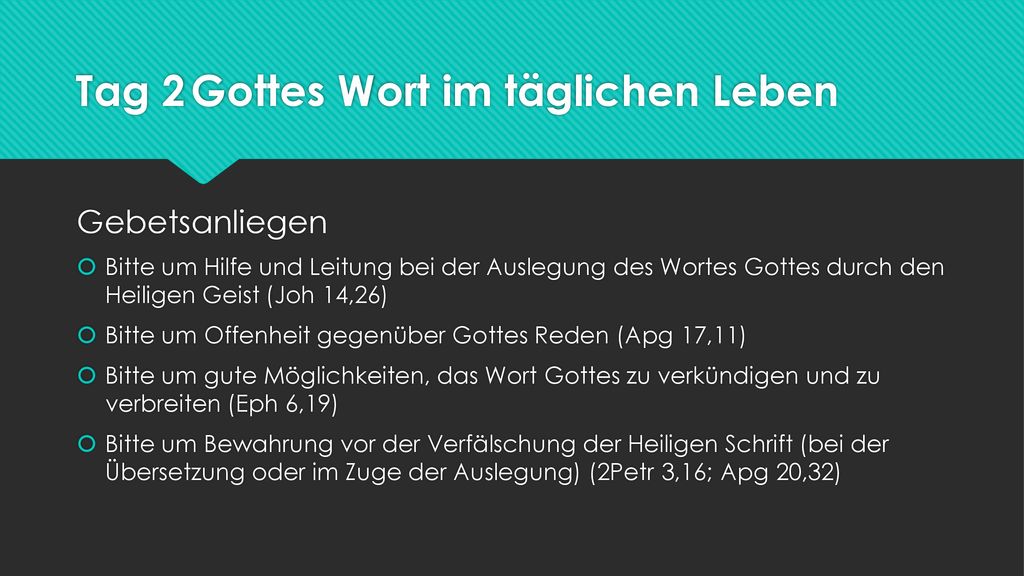Tag 2 Gottes Wort im täglichen Leben