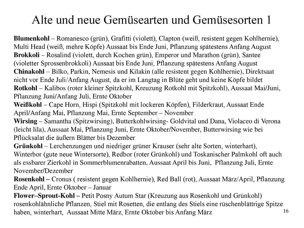 Alte und neue Gemüsearten und Gemüsesorten 1