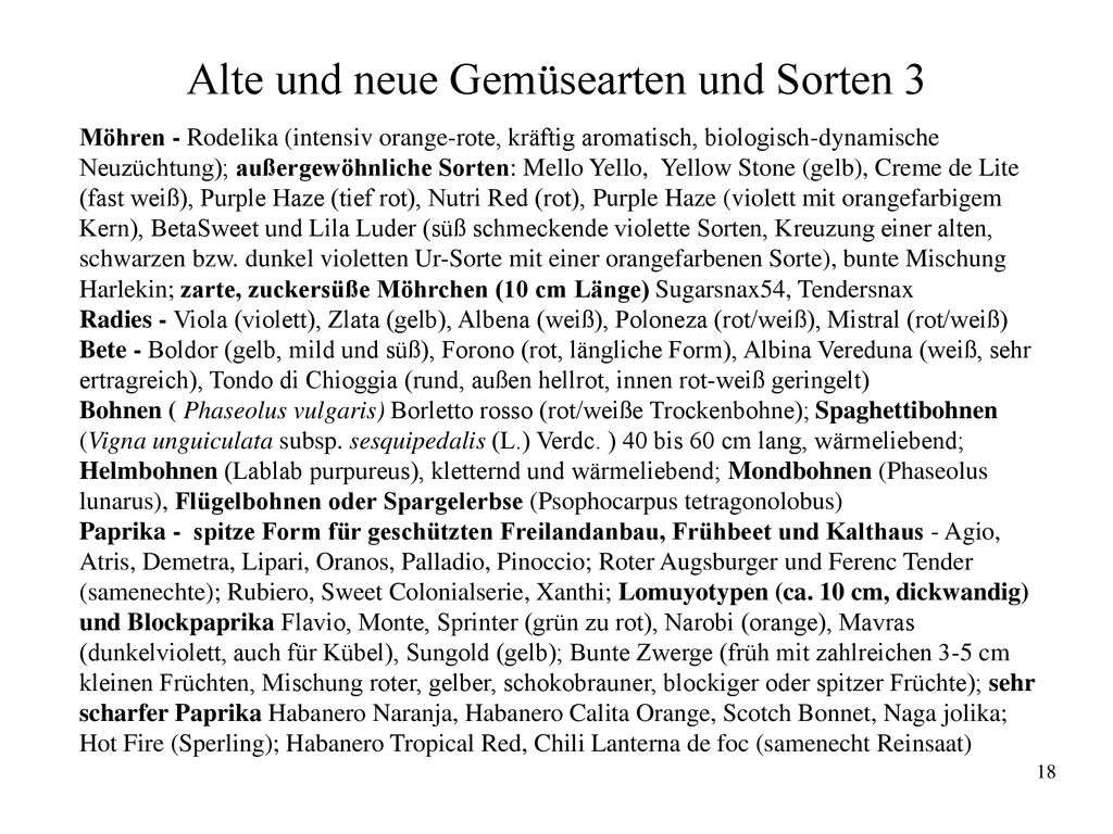 Alte und neue Gemüsearten und Sorten 3