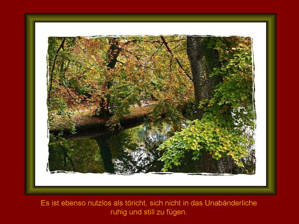 Es ist ebenso nutzlos als töricht, sich nicht in das Unabänderliche