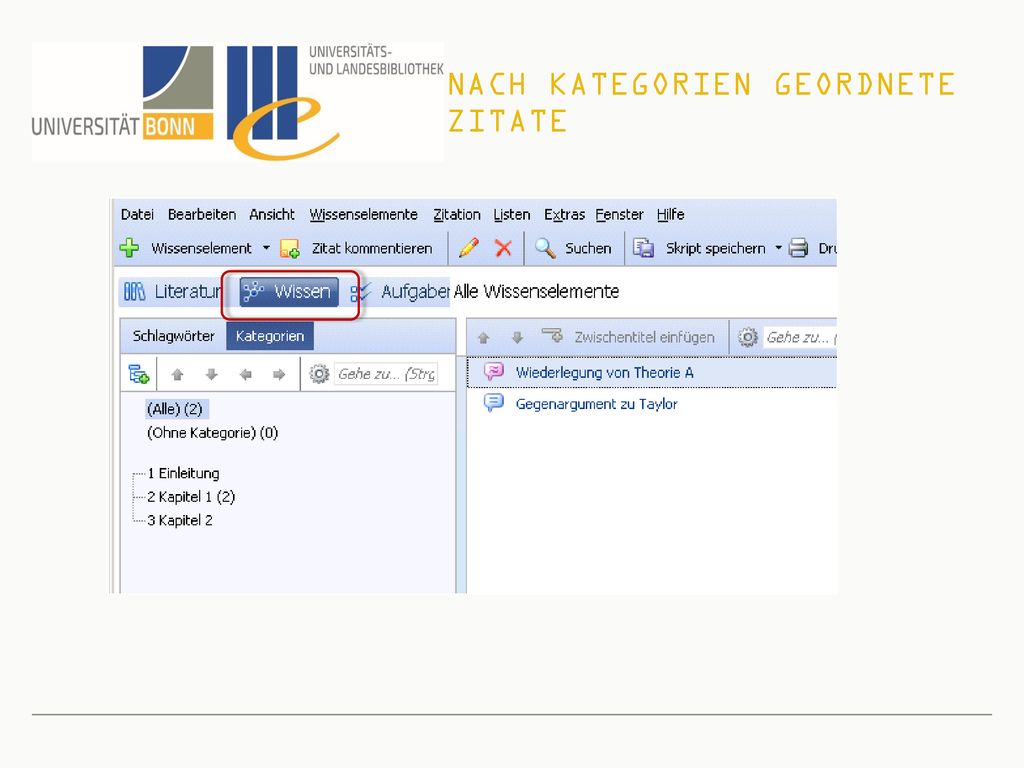 Nach Kategorien geordnete Zitate