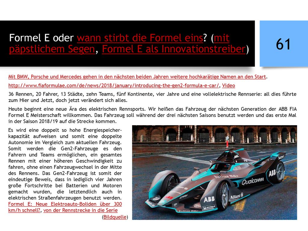 Formel E oder wann stirbt die Formel eins