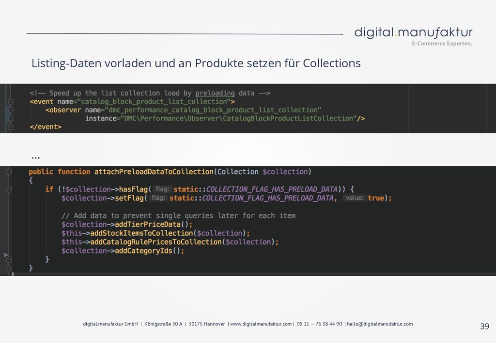 Listing-Daten vorladen und an Produkte setzen für Collections