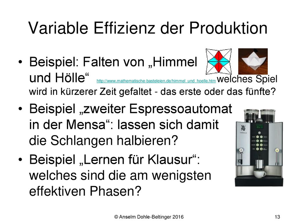 Variable Effizienz der Produktion